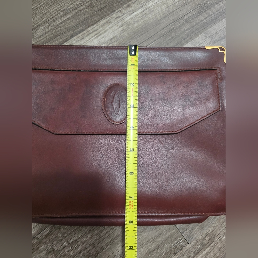 CARTIER MUST BORDEAUX Leather Clutch bag Wine VINTAGE 90s Designer - Picture 12 of 14